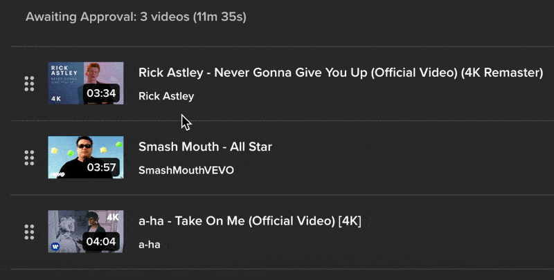 Example of playing a moderation queue request