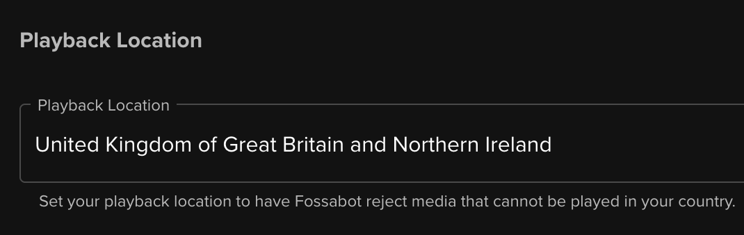 Example of playback location settings
